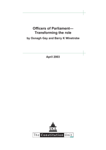 Officers of Parliament— Transforming the role April 2003