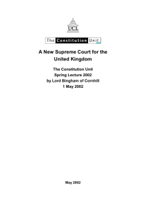 A New Supreme Court for the United Kingdom The Constitution Unit