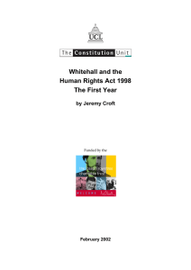 Whitehall and the Human Rights Act 1998 The First Year by Jeremy Croft
