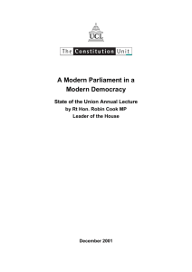 A Modern Parliament in a Modern Democracy
