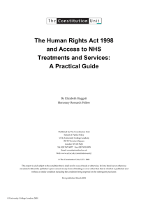 The Human Rights Act 1998 and Access to NHS Treatments and Services: