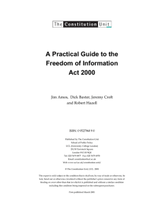 A Practical Guide to the Freedom of Information Act 2000