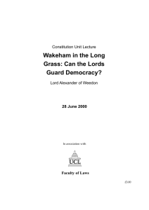 Wakeham in the Long Grass: Can the Lords Guard Democracy?