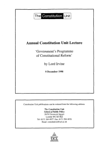 Annual Constitution Unit Lecture s 'Government' Programme