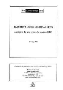 ELECTIONS UNDER REGIONAL LISTS for electing MEPs guide to the new system A