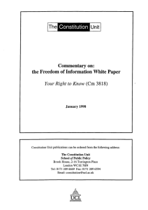 Commentary on: the Freedom of Information White Paper Know (Crn