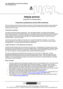 PRESS NOTICE Fixed-term parliaments and the 55% threshold