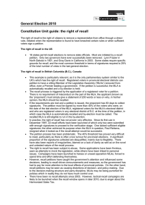 General Election 2010 Constitution Unit guide: the right of recall