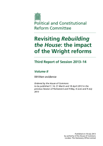 Rebuilding of the Wright reforms the House Political and Constitutional