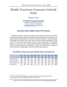 Middle Tennessee Consumer Outlook Index  Consumers More Upbeat About the Economy