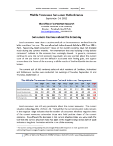 Middle Tennessee Consumer Outlook Index Consumers Cautious about the Economy