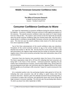 Consumer Confidence Continues to Wane Middle Tennessee Consumer Confidence Index