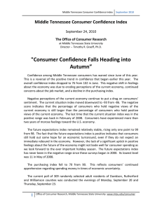 &#34;Consumer Confidence Falls Heading into Autumn” Middle Tennessee Consumer Confidence Index