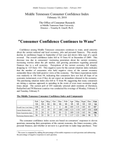 &#34;Consumer Confidence Continues to Wane” Middle Tennessee Consumer Confidence Index