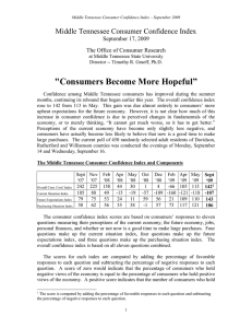 &#34;Consumers Become More Hopeful” Middle Tennessee Consumer Confidence Index  September 17, 2009