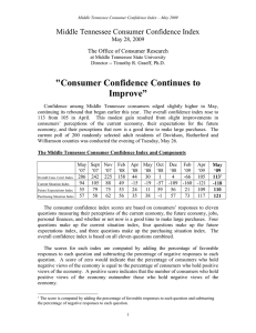 &#34;Consumer Confidence Continues to Improve” Middle Tennessee Consumer Confidence Index