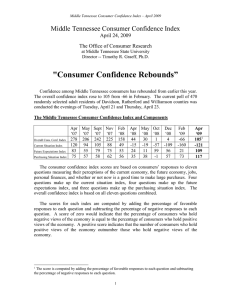 &#34;Consumer Confidence Rebounds” Middle Tennessee Consumer Confidence Index  April 24, 2009