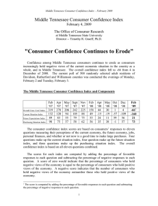 &#34;Consumer Confidence Continues to Erode” Middle Tennessee Consumer Confidence Index