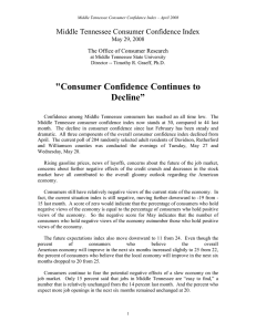 &#34;Consumer Confidence Continues to Decline” Middle Tennessee Consumer Confidence Index