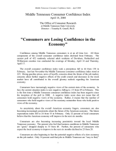 &#34;Consumers are Losing Confidence in the Economy” Middle Tennessee Consumer Confidence Index