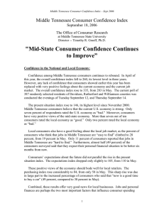 &#34;Mid-State Consumer Confidence Continues to Improve” Middle Tennessee Consumer Confidence Index