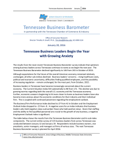 Tennessee Business Barometer Tennessee Business Leaders Begin the Year with Growing Anxiety