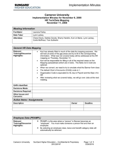 Implementation Minutes Cameron University  Implementation Minutes for November 6, 2008