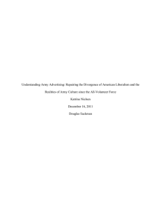 Understanding Army Advertising: Repairing the Divergence of American Liberalism and... Realities of Army Culture since the All-Volunteer Force