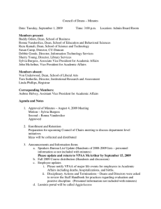 Council of Deans – Minutes  Date: Tuesday, September 1, 2009