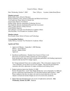 Council of Deans – Minutes  Date: Wednesday, October 7, 2009