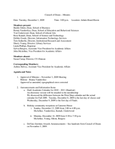Council of Deans – Minutes  Date: Tuesday, December 1, 2009