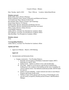 Council of Deans – Minutes  Date: Tuesday, April 6, 2010