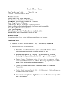 Council of Deans – Minutes  Date: Tuesday, June 7, 2011