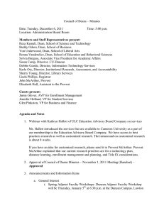 Council of Deans – Minutes  Date: Tuesday, December 6, 2011