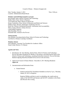 Council of Deans— Minutes (Unapproved)  Date: Tuesday, January 3, 2012