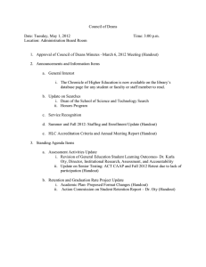 Council of Deans  Date: Tuesday, May 1, 2012 Time: 3:00 p.m.