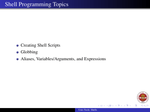 Shell Programming Topics Creating Shell Scripts Globbing Aliases, Variables/Arguments, and Expressions