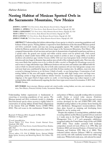 Nesting Habitat of Mexican Spotted Owls in Habitat Relations