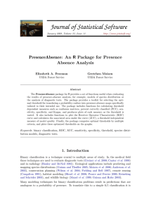 Journal of Statistical Software PresenceAbsence: An R Package for Presence Absence Analysis