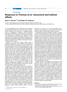 Response to Thomas et al.: biocontrol and indirect effects Dean E. Pearson