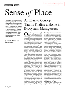 Sense of Place An Elusive Concept That Is Finding a Home in