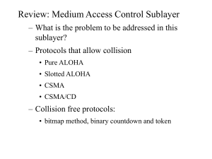Review: Medium Access Control Sublayer