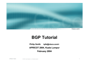 BGP Tutorial APRICOT 2004, Kuala Lumpur February 2004 Philip Smith