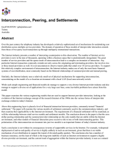 Interconnection, Peering, and Settlements Abstract