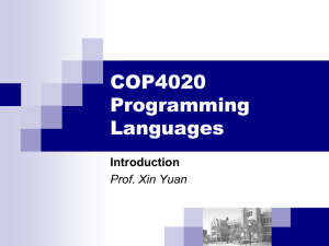 COP4020 Programming Languages Introduction