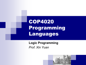 COP4020 Programming Languages Logic Programming