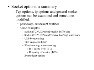 • Socket options: a summary options can be examined and sometimes modified.
