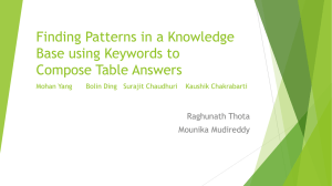 Finding Patterns in a Knowledge Base using Keywords to Compose Table Answers