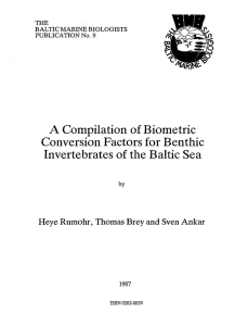 A Compilation of Biometric Conversion Factors for Benthic