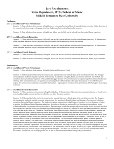 Jury Requirements Voice Department, MTSU School of Music Middle Tennessee State University